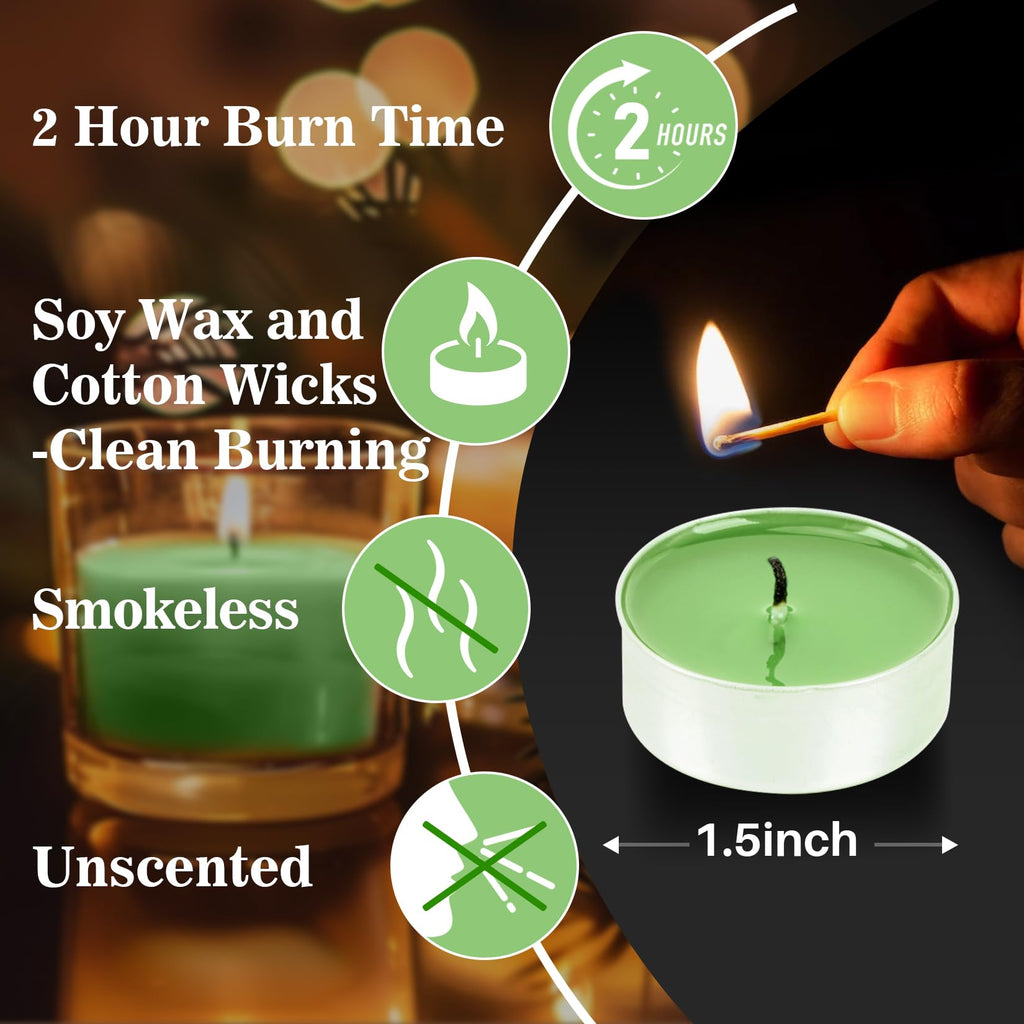 Tealight Candles - Tea Lights Candles Unscented Tea Tree Lights Mini Votive with Cotton Wick for Decorating Home,Pool,Shabbat,Wedding,Emergencies,Christmas,Halloween,Parties, Spas