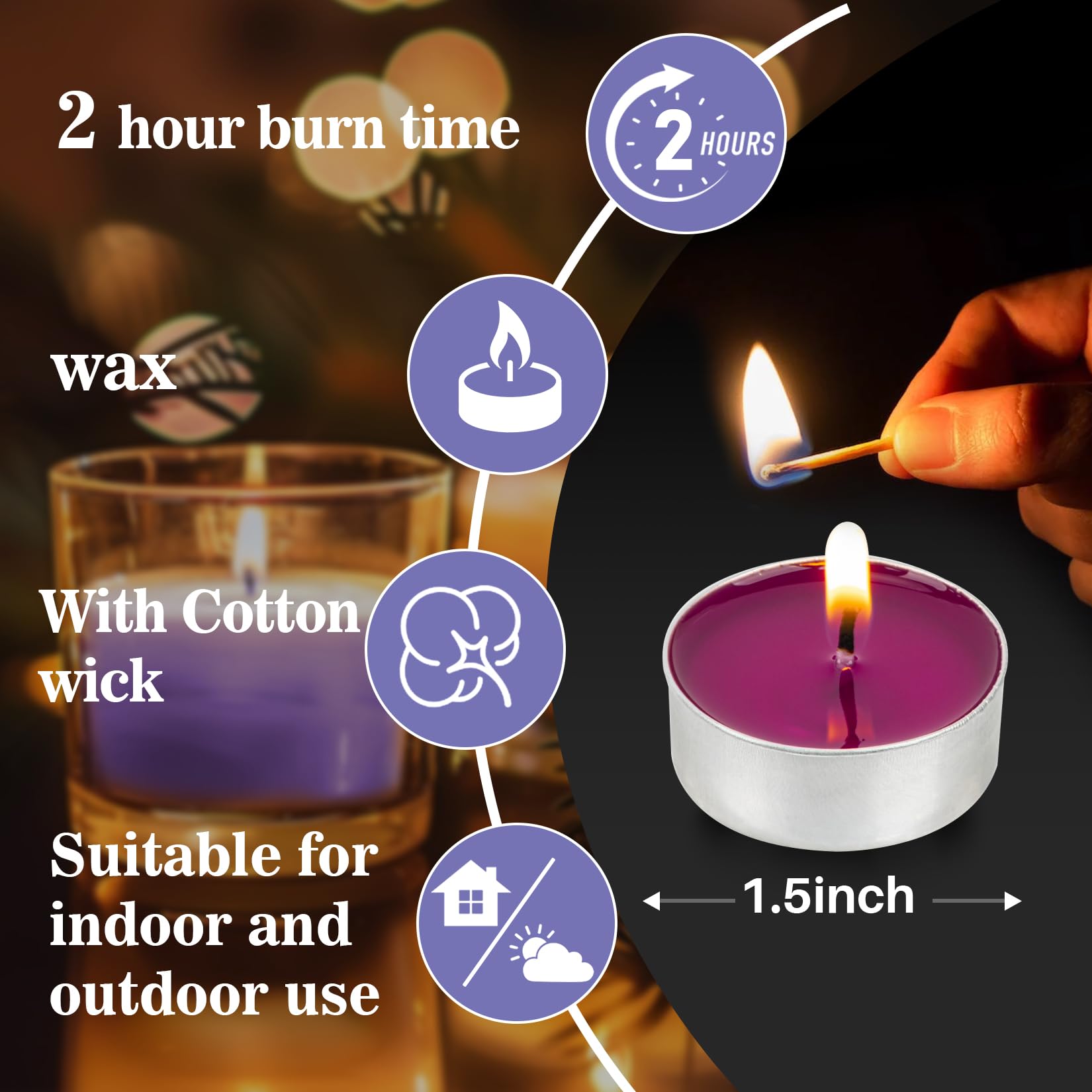 Tealight Candles - Tea Lights Candles Unscented Tea Tree Lights Mini Votive with Cotton Wick for Decorating Home,Pool,Shabbat,Wedding,Emergencies,Christmas,Halloween,Parties, Spas