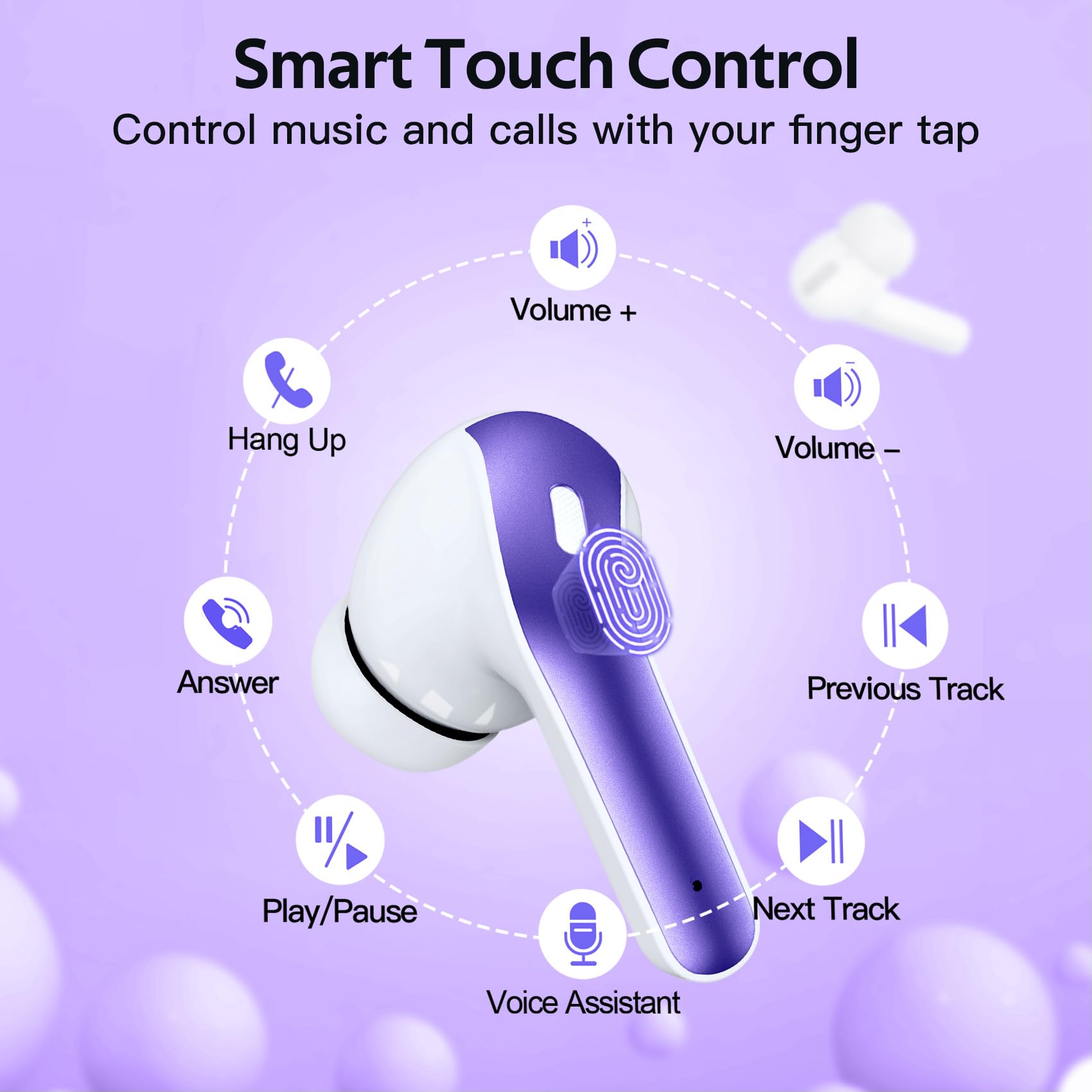 TAGRY Bluetooth Headphones True Wireless Earbuds 60H Playback LED Power Display Earphones with Wireless Charging Case IPX5 Waterproof in-Ear Ear buds with Mic for TV Smart Phone Laptop Computer Sports