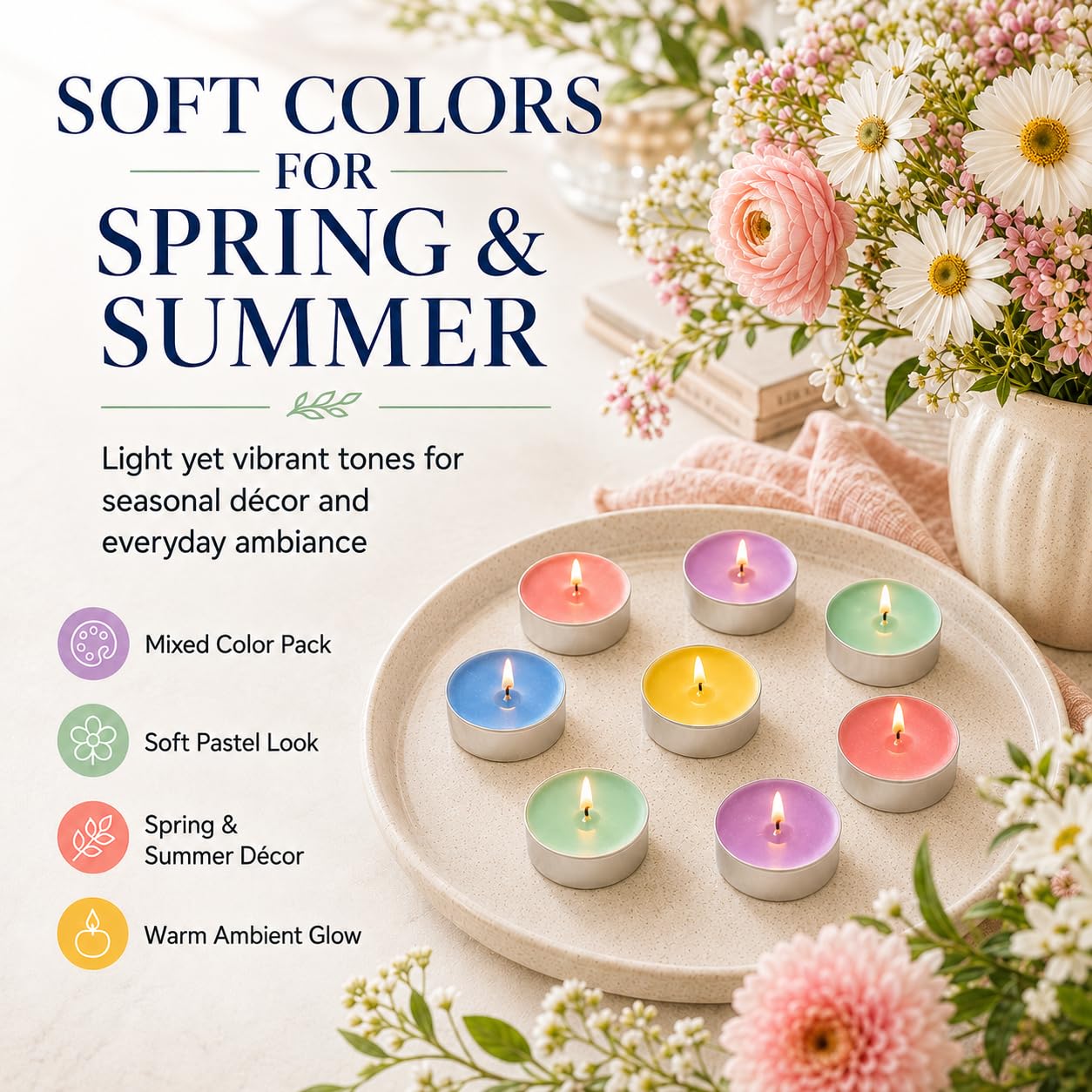 Tealight Candles - Tea Lights Candles Unscented Tea Tree Lights Mini Votive with Cotton Wick for Decorating Home,Pool,Shabbat,Wedding,Emergencies,Christmas,Halloween,Parties, Spas