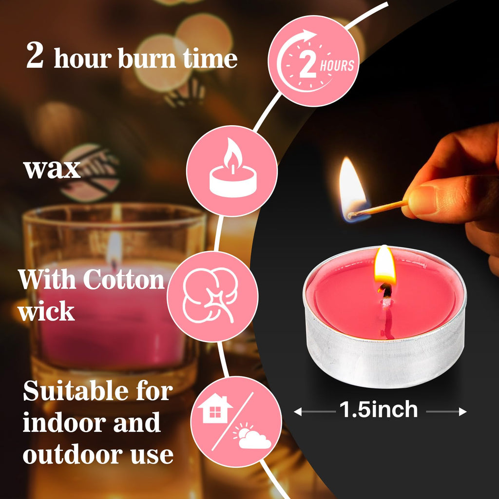 Tealight Candles - Tea Lights Candles Unscented Tea Tree Lights Mini Votive with Cotton Wick for Decorating Home,Pool,Shabbat,Wedding,Emergencies,Christmas,Halloween,Parties, Spas
