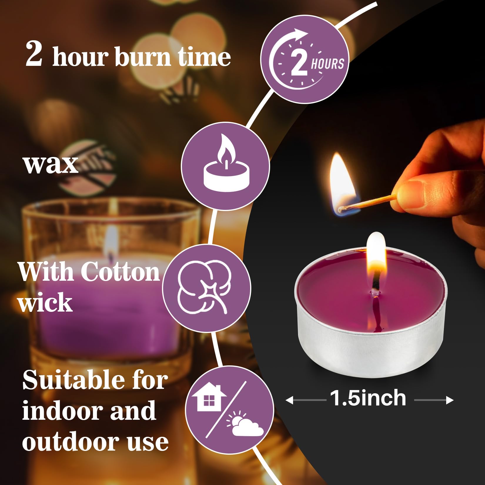 Tealight Candles - Tea Lights Candles Unscented Tea Tree Lights Mini Votive with Cotton Wick for Decorating Home,Pool,Shabbat,Wedding,Emergencies,Christmas,Halloween,Parties, Spas