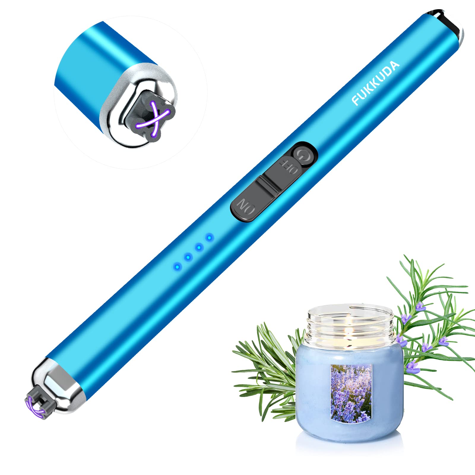 FUKKUDA Electric Arc Candle Lighter with Safety Switch - USB Rechargeable, Windproof & Flameless for Romantic Evenings, Valentine's Day Gift & Stocking Stuffer (Obsidian Black)