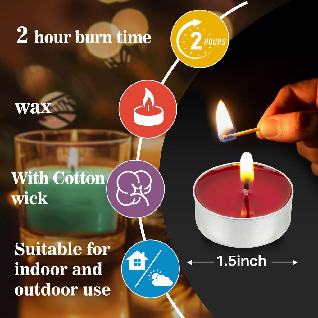Tealight Candles - Tea Lights Candles Unscented Tea Tree Lights Mini Votive with Cotton Wick for Decorating Home,Pool,Shabbat,Wedding,Emergencies,Christmas,Halloween,Parties, Spas