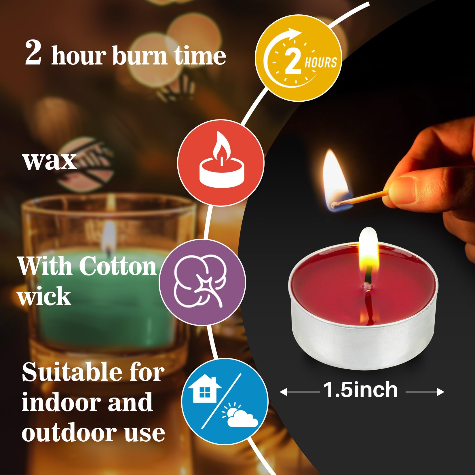 Tealight Candles - Tea Lights Candles Unscented Tea Tree Lights Mini Votive with Cotton Wick for Decorating Home,Pool,Shabbat,Wedding,Emergencies,Christmas,Halloween,Parties, Spas
