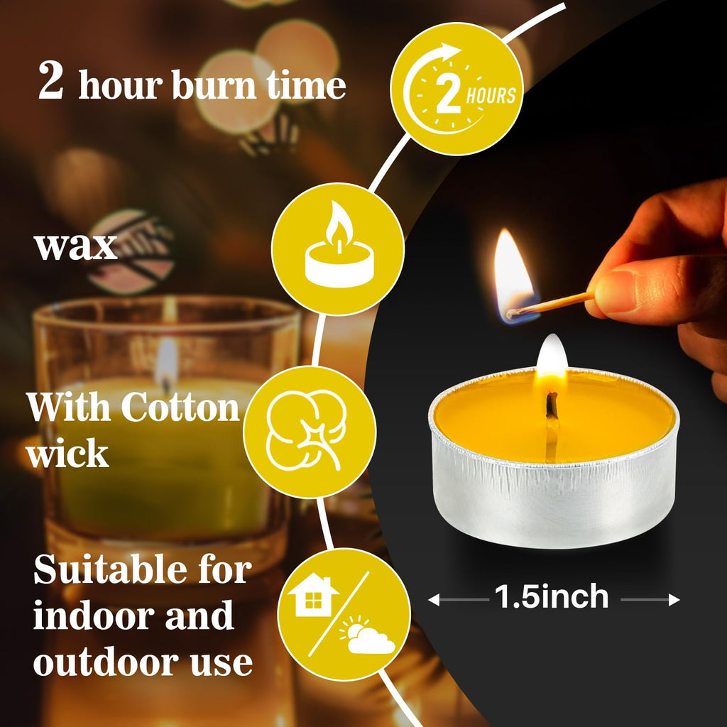 Tealight Candles - Tea Lights Candles Unscented Tea Tree Lights Mini Votive with Cotton Wick for Decorating Home,Pool,Shabbat,Wedding,Emergencies,Christmas,Halloween,Parties, Spas