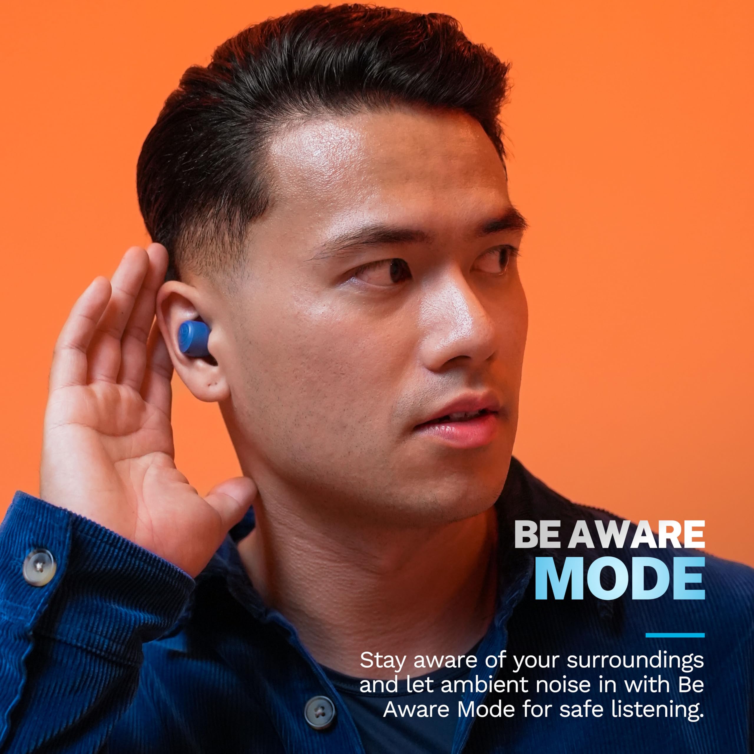 JLab Go Air Pop+ True Wireless Earbuds, in Ear Headphones, Bluetooth Earphones, 35H Playtime Ear Buds, Bluetooth Earbuds with Microphone, USB-C Charging Case, Dual Connect, EQ3 Sound, Black
