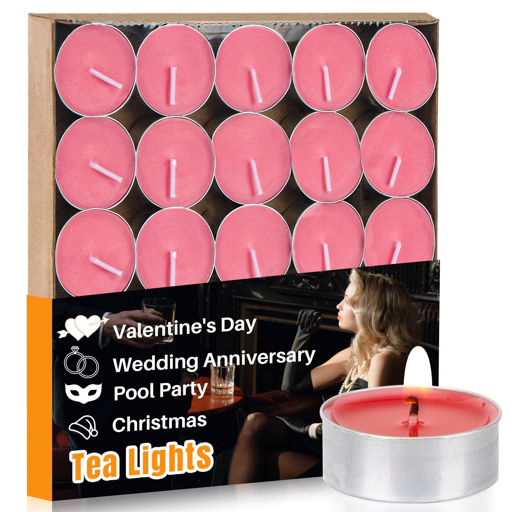 Tealight Candles - Tea Lights Candles Unscented Tea Tree Lights Mini Votive with Cotton Wick for Decorating Home,Pool,Shabbat,Wedding,Emergencies,Christmas,Halloween,Parties, Spas