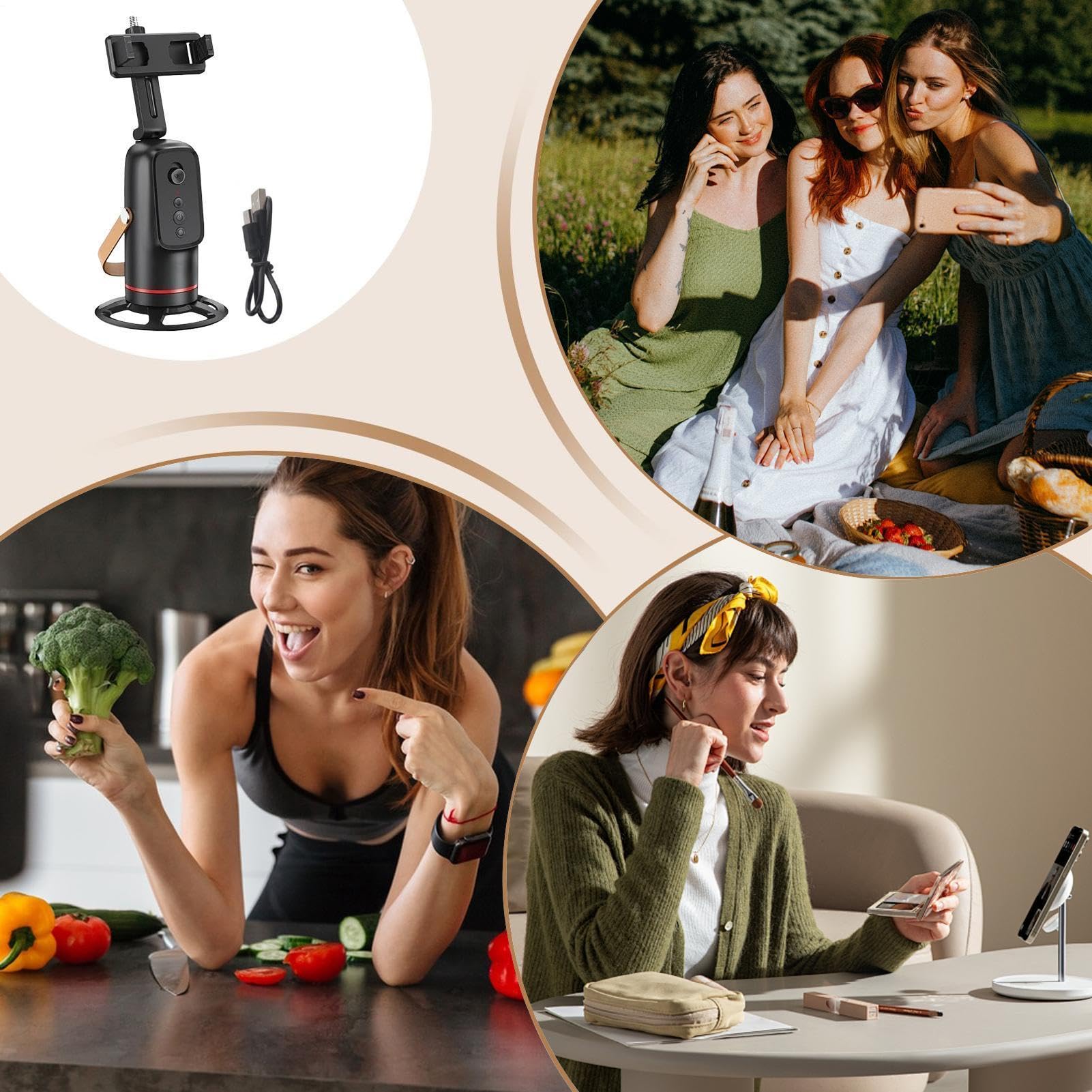 Selfie Stick Tripod – ABS Aluminum Alloy 3.15 Inch Folded Size | Face Tracking Phone Holder | Extendable Cell Phone Tripod Stable Wireless Stand for Vlogging Live Streaming Travel Photography